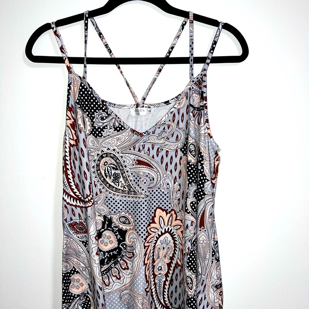 NEW without tags, brown, tan and powder blue tank with double straps.